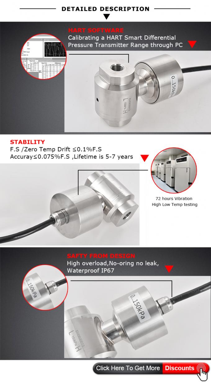 Sensor submarino de la presión diferenciada de la fábrica HPT708 de Holykell